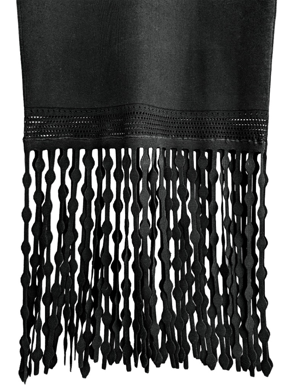 SIMKHAI Signa Lattice Fringe Midi Knit Tank Dress in Black NWOT Size XL - Picture 10 of 14